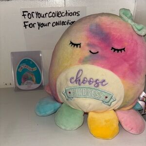 New Squishmallow 8 Inch Kellytoy Plush, OPAL THE TYE DYE OCTOPUS CHOOSE KINDNESS